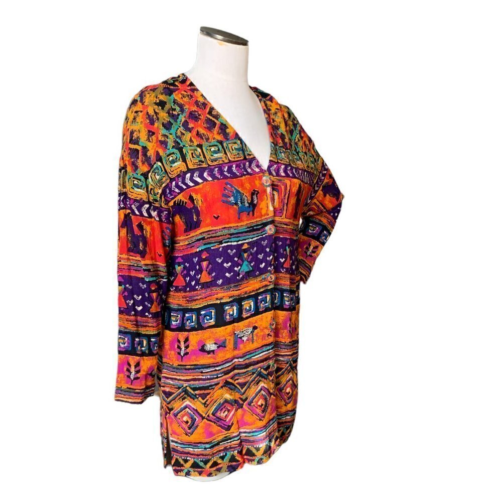 VTG 80s Anthony Mark Hankins Art-to-Wear Button Down Tunic Dress Sz 8 #97L